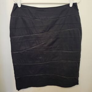 Kenar Black Pencil Skirt Womens Size 8 Zipper Detail 98% Cotton Pre-Owned